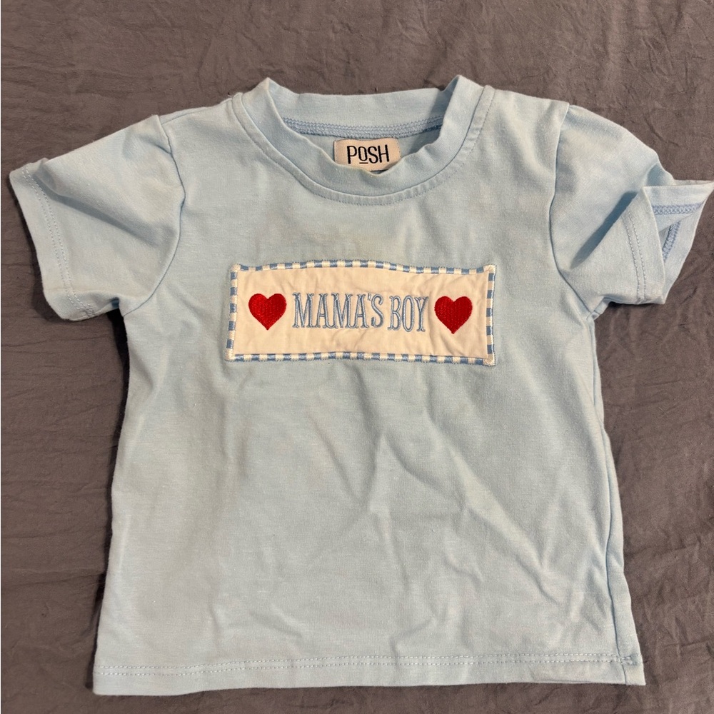 Posh Sky Blue 'Mama's Boy' Short Sleeve Tee